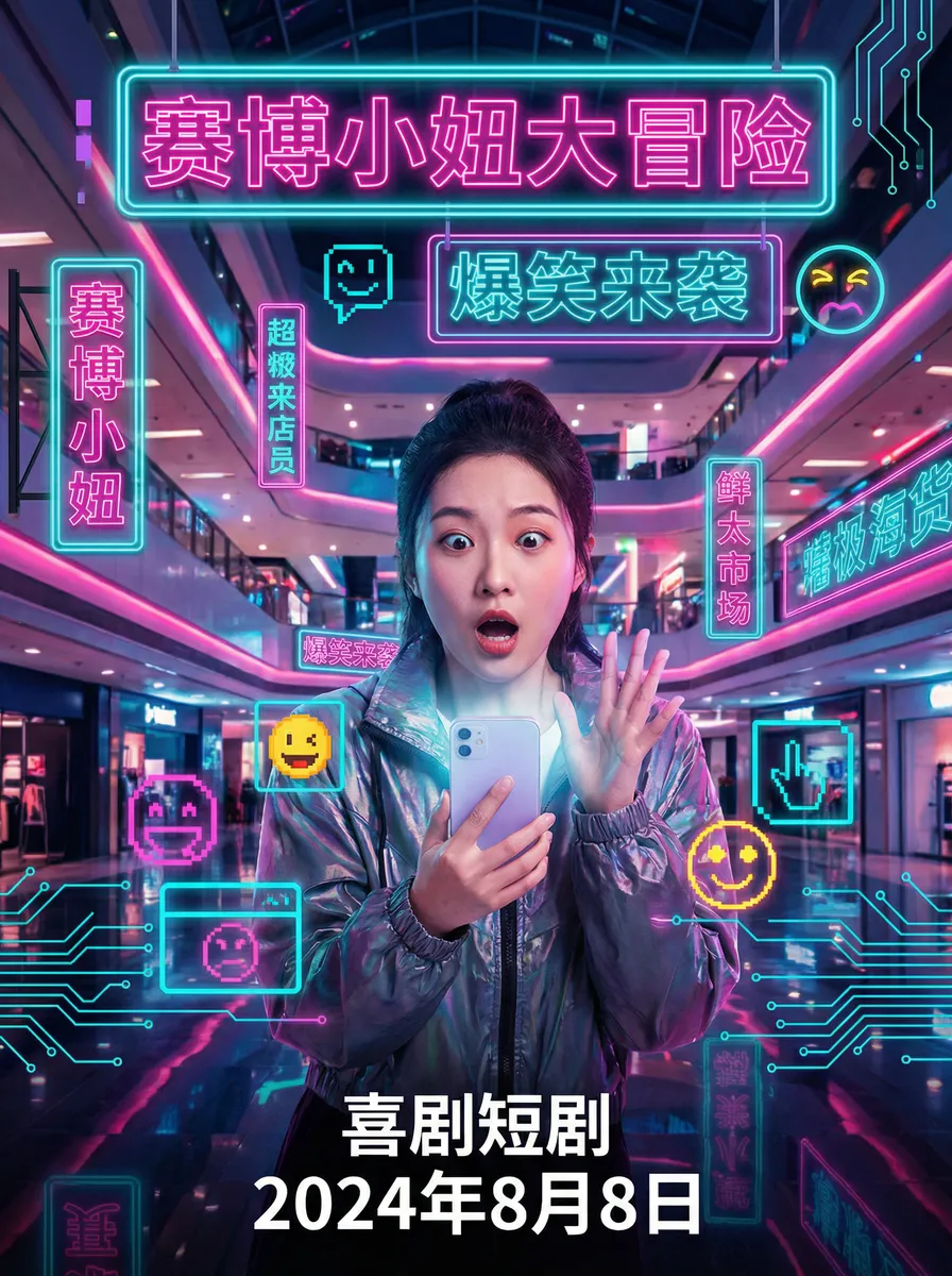 avhub 搞笑喜剧短剧 - 赛博小妞大冒险海报